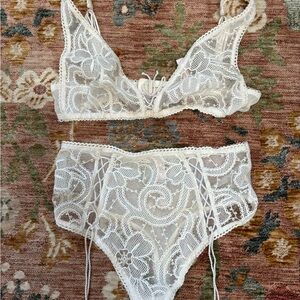 Victoria's Secret Lace Bralette and Panty Set - White
